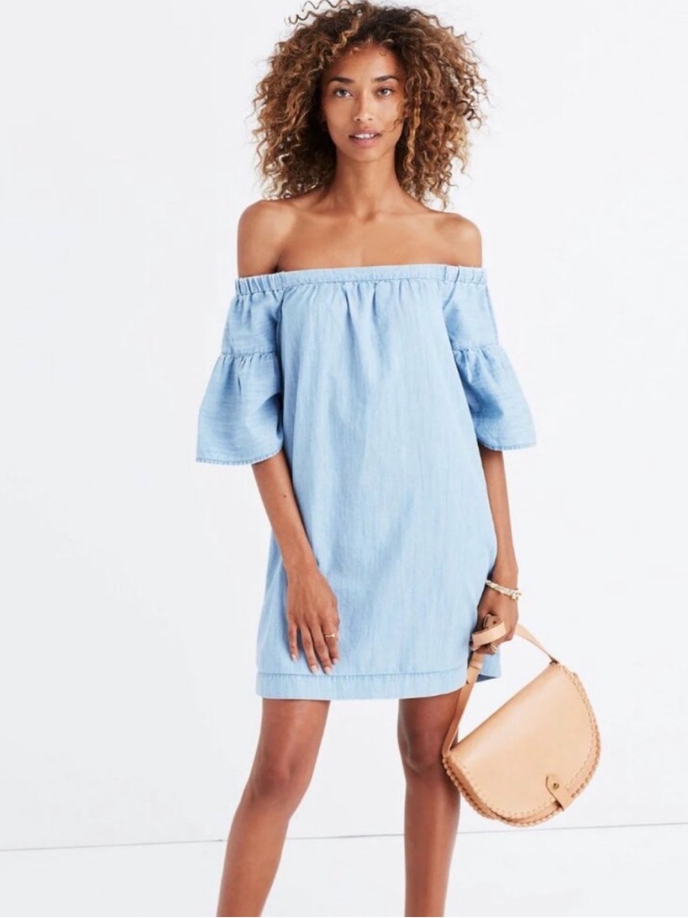 Off shoulder denim dress